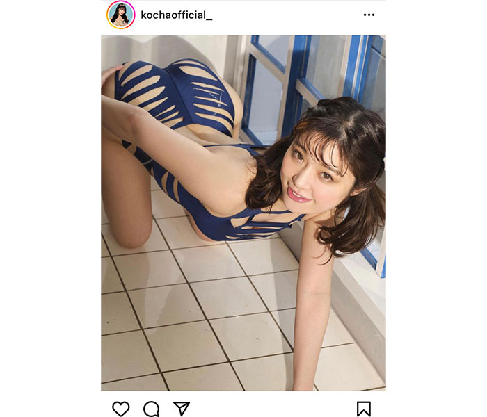 ショーダンサー・KOZUE、隙間から美肌のぞかせた競泳水着をセクシーに着こなし