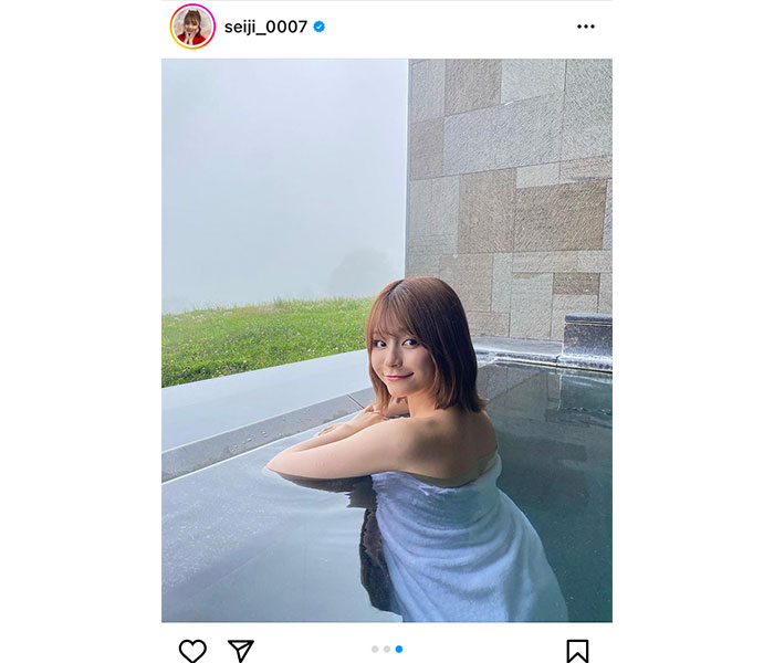 NGT48・清司麗菜、露天風呂で透明肌を見せる湯けむりショット公開