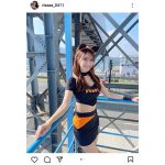 レースクイーン・東海林里咲、猫耳へそ出しコスチュームで太ももチラリ！