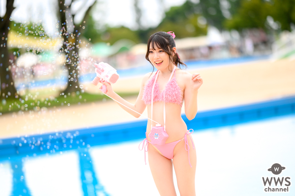 【写真特集】一森ありさ、バブルガンで笑顔の水着姿にキュン！＜近代麻雀水着祭2022＞