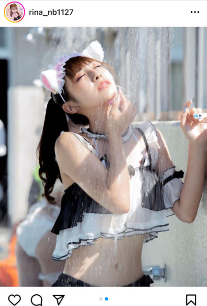 現役看護師アイドル・愛宮里奈、透明肌に水弾く猫耳メイドビキニ姿にうっとり