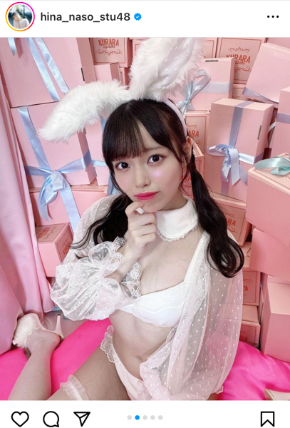 STU48・岩田陽菜、血管浮き出る透明ボディあらわな白ウサギオフショットでファン悩殺！！