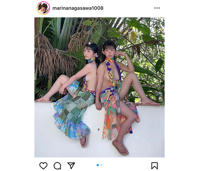 長澤茉里奈＆長澤聖愛、美バストラインあらわなセクシー衣装で2ショット