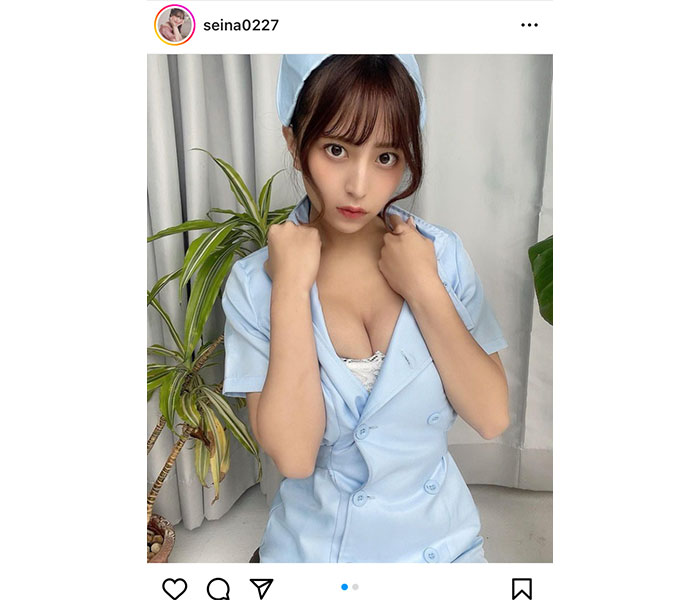 竹内星菜、くっきり美谷間見せるナース服コスに入院希望者続出！