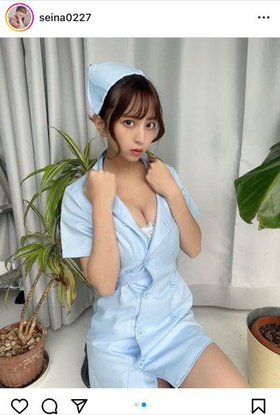 竹内星菜、くっきり美谷間見せるナース服コスに入院希望者続出！