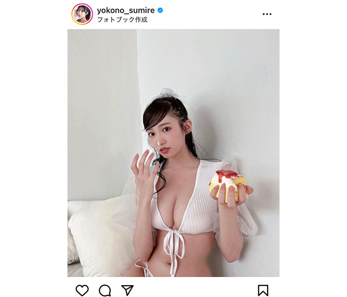 横野すみれ、圧巻バストのくっきり美谷間を大人セクシーに見せつける！