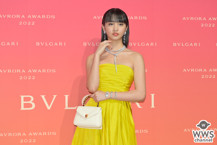 Koki，、黄色のドレスコーデで美デコルテ披露「目標の女性像は母」＜BVLGARI AVRORA AWARDS 2022＞