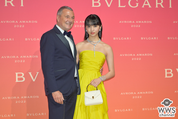 Koki，、黄色のドレスコーデで美デコルテ披露「目標の女性像は母」＜BVLGARI AVRORA AWARDS 2022＞