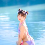 【写真特集】高坂琴水（キプリスモルホォ）、夕陽に照らされた濡れ肌ボディにうっとり＜近代麻雀水着祭2022＞