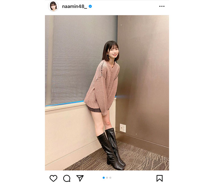 AKB48・浅井七海、脚線美で釘付けにするニット×ブーツコーデに歓喜の声