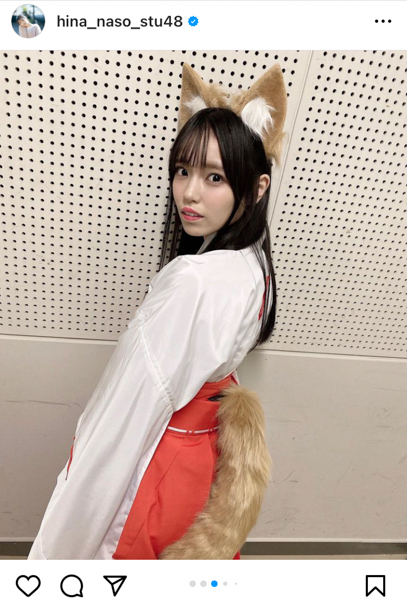 STU48・岩田陽菜、モフモフ感が可愛らしい巫女コスプレ披露