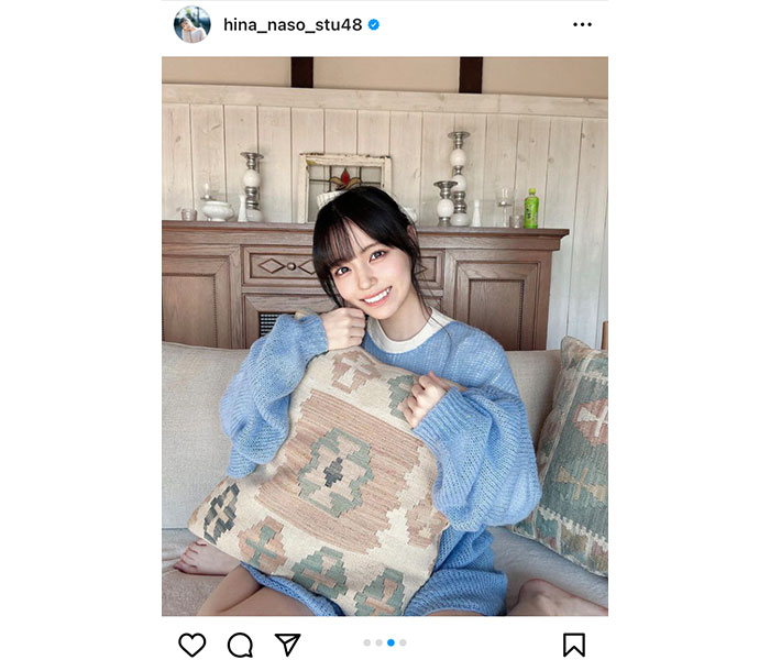 STU48・岩田陽菜、ゆるふわニットのあざとショットに「さすがの新妻感」と反響も