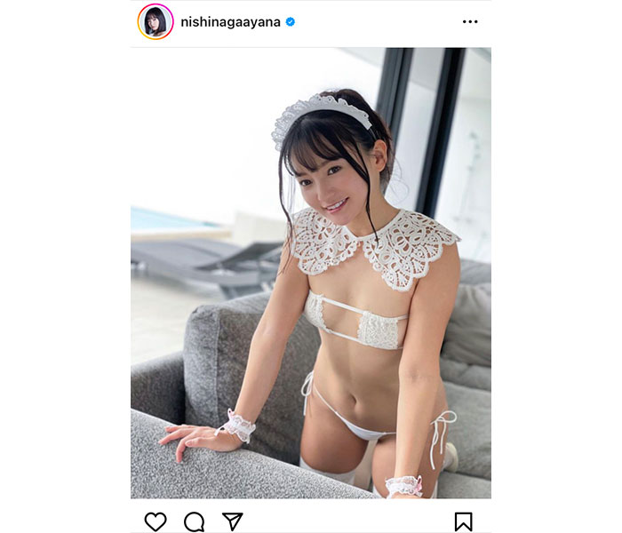 西永彩奈、布がないメイドコスチュームでホワイトデーをセクシーに彩る