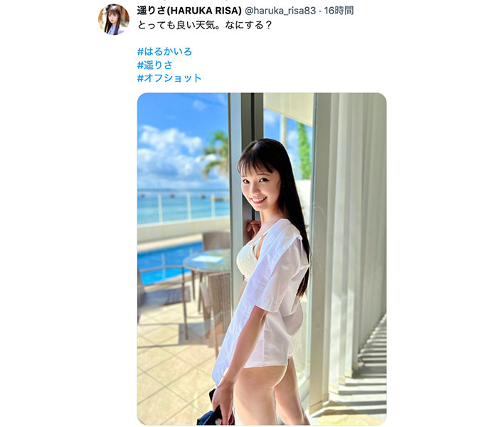 遥りさ、脱ぎかけ制服ショットであらわな美尻ライン！