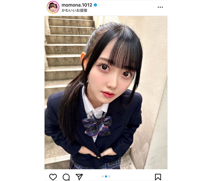 高嶺のなでしこ・松本ももな、上目遣いで見つめる制服ポートレートが可愛すぎる！