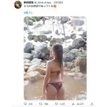 新谷姫加、雪降る露天風呂から湯けむり桃尻ショットをお届け