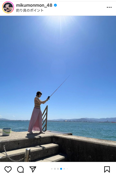 HKT48・田中美久、大漁間違いなしの『釣り師』ショットに反響ぞくぞく！既にみくりん水槽の中です！」