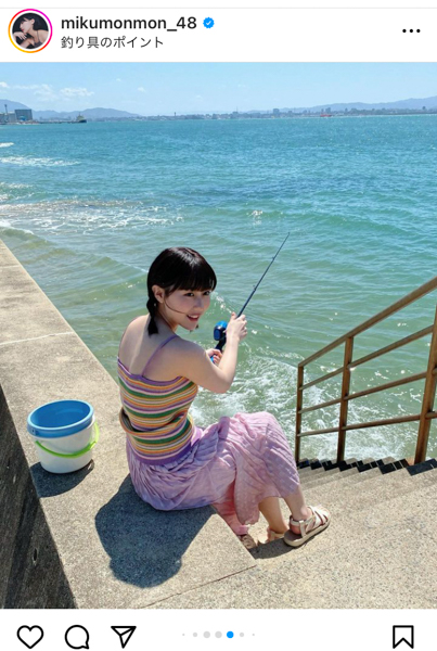 HKT48・田中美久、大漁間違いなしの『釣り師』ショットに反響ぞくぞく！既にみくりん水槽の中です！」