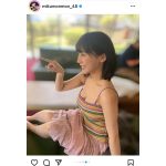 HKT48・田中美久、カラフルキャミソールで気になるバストラインにファンうっとり