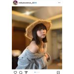 HKT48・田中美久、麦わら帽子で夏先取り！プク顔ショットでセクシーに肩出し