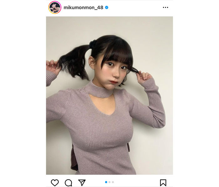 HKT48・田中美久、ニット越しでもスゴい！「すき待ち」ショットに反響ぞくぞく