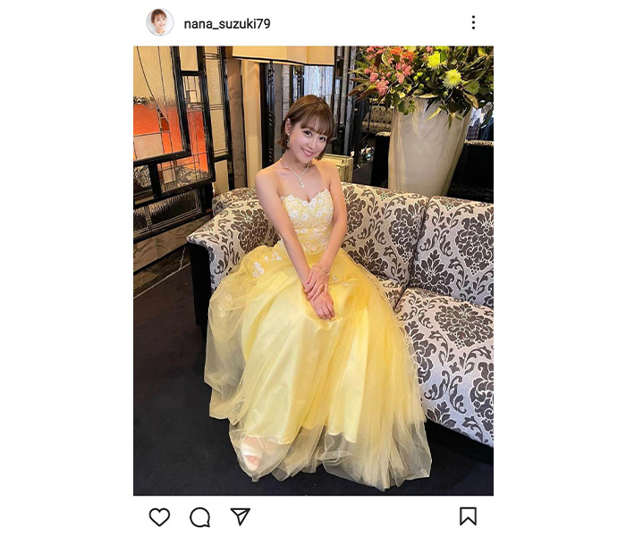 鈴木奈々、胸元あらわなキャバ嬢ドレス姿を公開「やば、お姫様」「可愛すぎる」とファン歓喜