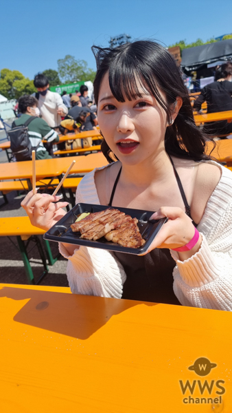 【動画】一宮彩夏(ジャムズ)が肉フェス2023で人生初の食レポ？！最上牛ステーキや飲めるハンバーグを完食！