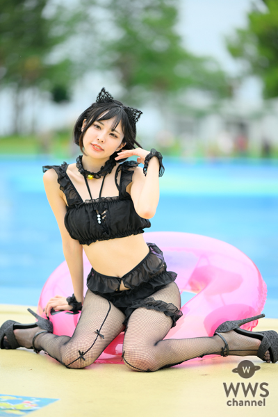 【写真特集】ごみちゃん（ステミレイツ）、網タイツで刺激するセクシー黒猫に変身！＜近代麻雀水着祭2023＞