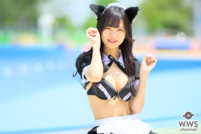 【写真特集】東雲しおり(ワンダーウィード 天)、キュートな猫耳とセクシーな美脚のギャップで魅せるメイド水着コス!<近代麻雀水着祭2023>