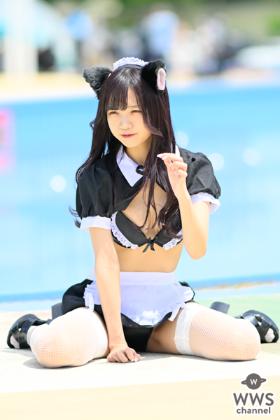 【写真特集】東雲しおり（ワンダーウィード 天）、キュートな猫耳とセクシーな美脚のギャップで魅せるメイド水着コス！＜近代麻雀水着祭2023＞