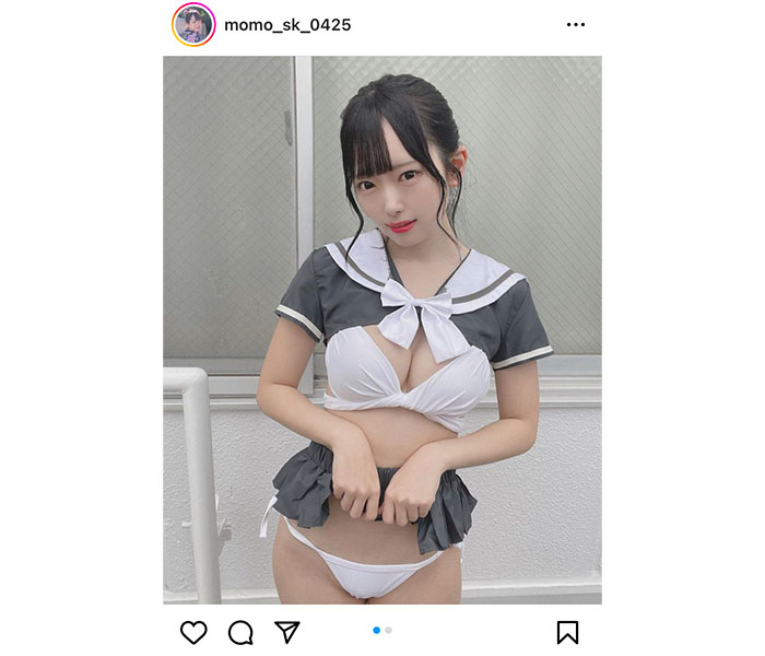 桜井もも（ミライサガシ）、美谷間モロ見え制服マリンルックで誘惑