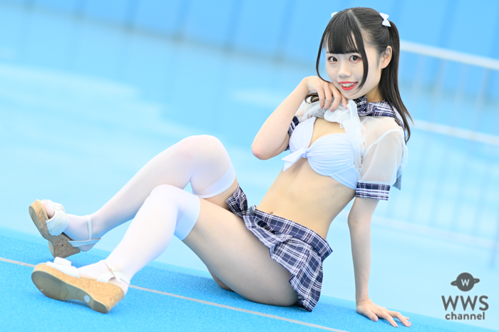 【写真特集】夏宮みずほ（なないろ∞ミルキーウェイ）、セクシーな制服コスで映える黒髪ハーフツイン！＜近代麻雀水着祭2023＞