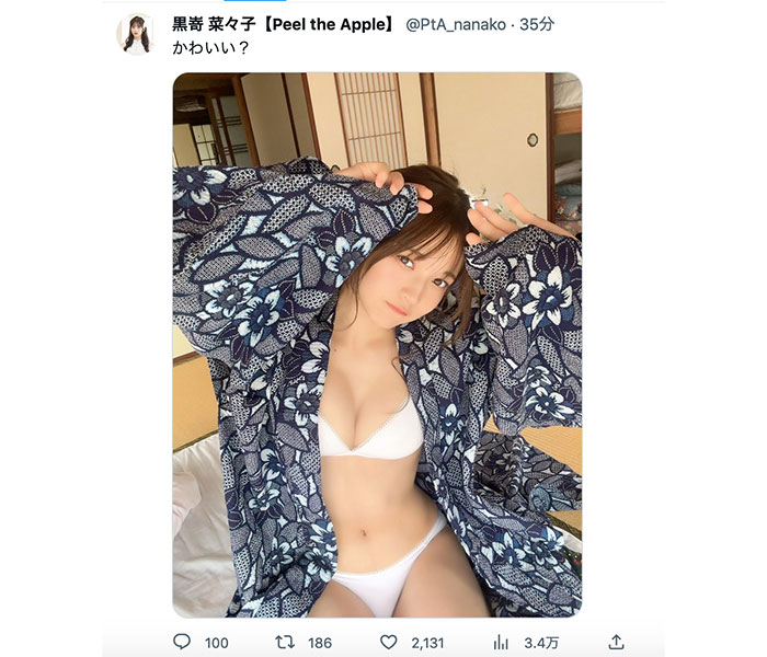 黒嵜菜々子（Peel the Apple）、はだけ浴衣から純白ビキニを見せた無防備オフショットでファン瞬殺！