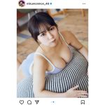 HKT48・田中美久、豊満バスト押し当てたグラビアショットであざとくプク顔