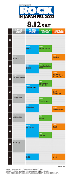MONGOL800、ももクロ、アンジュルムらがGRASS STAGEトップバッターに！「ROCK IN JAPAN FESTIVAL 2023」タイムテーブルが発表