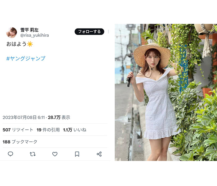 雪平莉左、麦わら帽子×白ワンピで谷間チラリな真夏の美少女コーデをアップ！