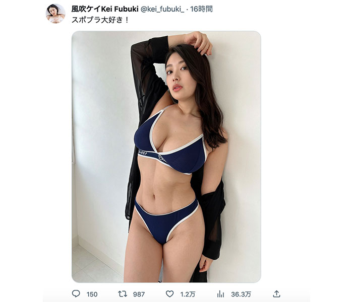 風吹ケイ、スポブラ姿で美腹筋をヘルシーに見せつけ！