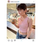 宇野実彩子（AAA）、大好きなミルクティー片手に笑顔のヘソ出しショット!「女神！優勝！」ファン歓喜の声