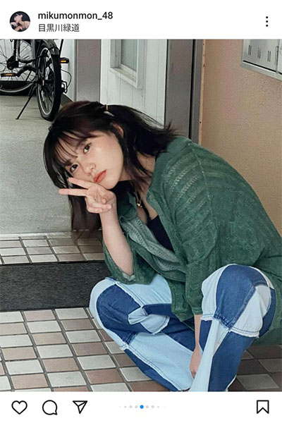 HKT48・田中美久、緑のカーディガンから美くびれチラリ「セクシー」「カッコよすぎる」とファン歓喜