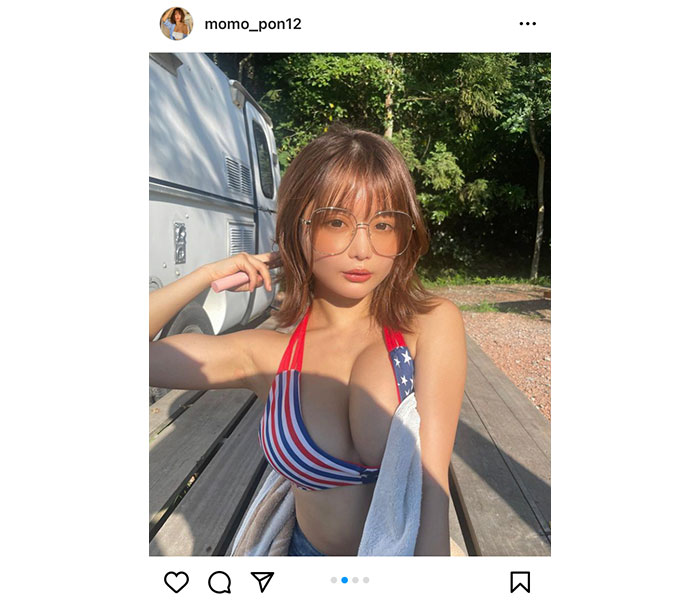 藤田もも、アメリカサイズの豊満バストで視線釘付け！