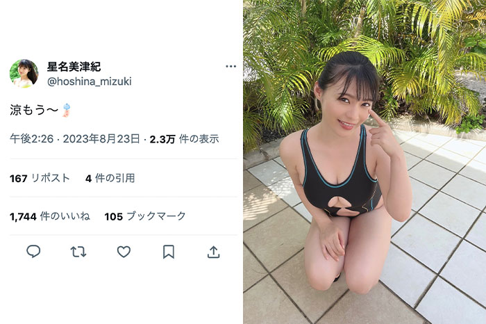 星名美津紀、隙間が気になるセクシー競泳水着で釘付け！