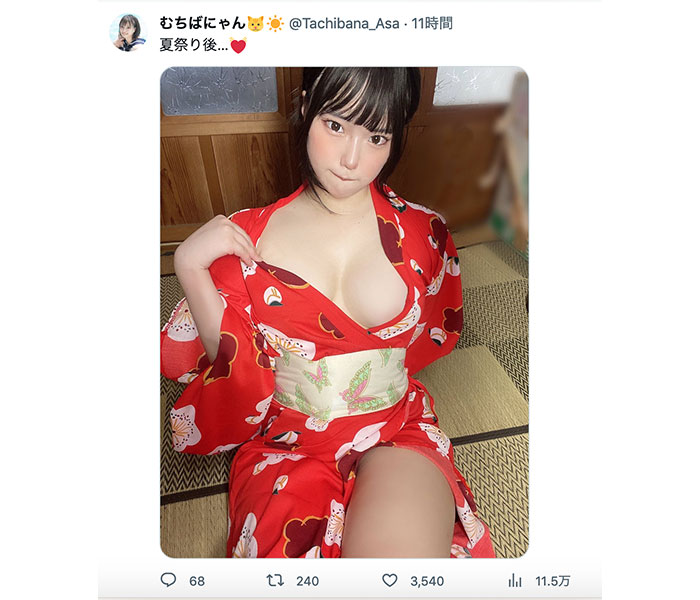 コスプレイヤー・むちばにゃん、妄想膨らむ浴衣脱ぎショットに「この後いったいどうなるのか…」