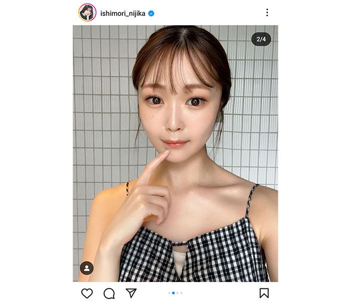 石森虹花、うるうるメイクがまるで子犬!可愛すぎる顔面SHOTにファン「ファビラスすぎやて、、にじかちゃんのまわりにバタフライ飛ばしたいですわ、、、」との声