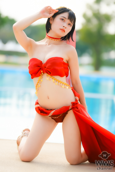 【写真特集】三田のえ、衣装デザイン制作を自身でした「アラビア風お姫様のえぐら」で登場！！＜近代麻雀水着祭2023＞