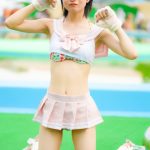 【写真特集】雅ことめ(アイスマ)、ネコ耳をつけて、パステルピンクのセーラー風水着で登場！！＜近代麻雀水着祭2023＞