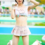【写真特集】雅ことめ(アイスマ)、ネコ耳をつけて、パステルピンクのセーラー風水着で登場！！＜近代麻雀水着祭2023＞