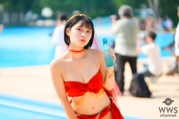 【写真特集】三田のえ、衣装デザイン制作を自身でした「アラビア風お姫様のえぐら」で登場！！＜近代麻雀水着祭2023＞