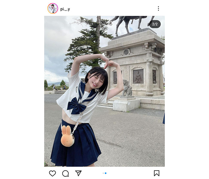 身長148cm！！姫野ひなの、セーラー服からチラリおなかが可愛すぎる！！「すっぴん可愛ぃぃぃぃ」