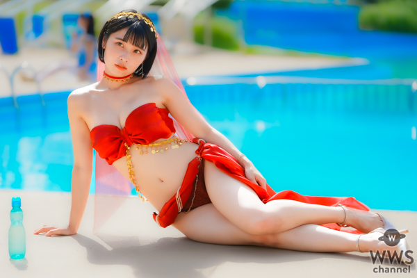 【写真特集】三田のえ、衣装デザイン制作を自身でした「アラビア風お姫様のえぐら」で登場！！＜近代麻雀水着祭2023＞