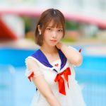 【写真特集】RIA (かかかぶぶぶききき!!!/ヲンド!!!!!)、セーラー服風シースルーアウターワンピース水着で登場！！＜近代麻雀水着祭2023＞